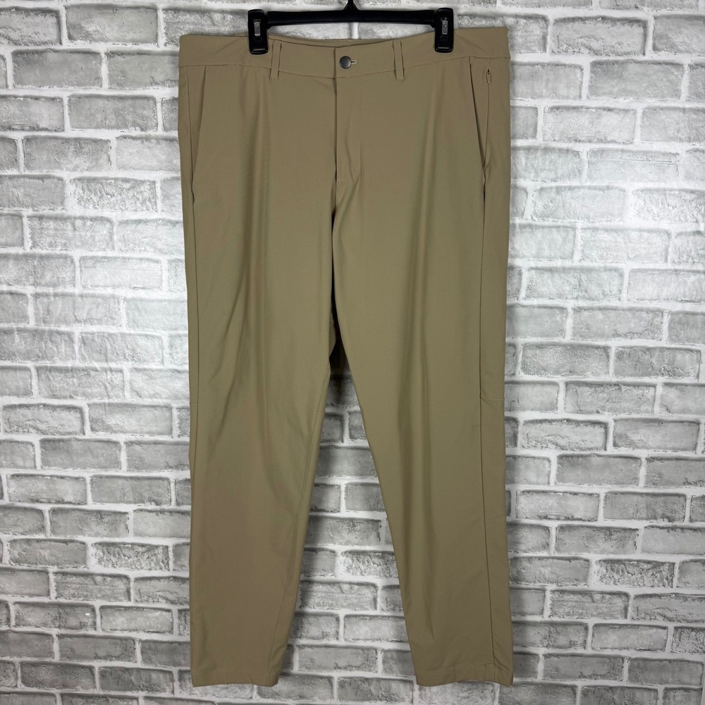 Lululemon Commission Slim Fit Pant 38 x 32 Khaki Tan Warpstreme Chino Trousers